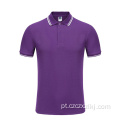 Camisa polo simples de manga curta de algodão masculina